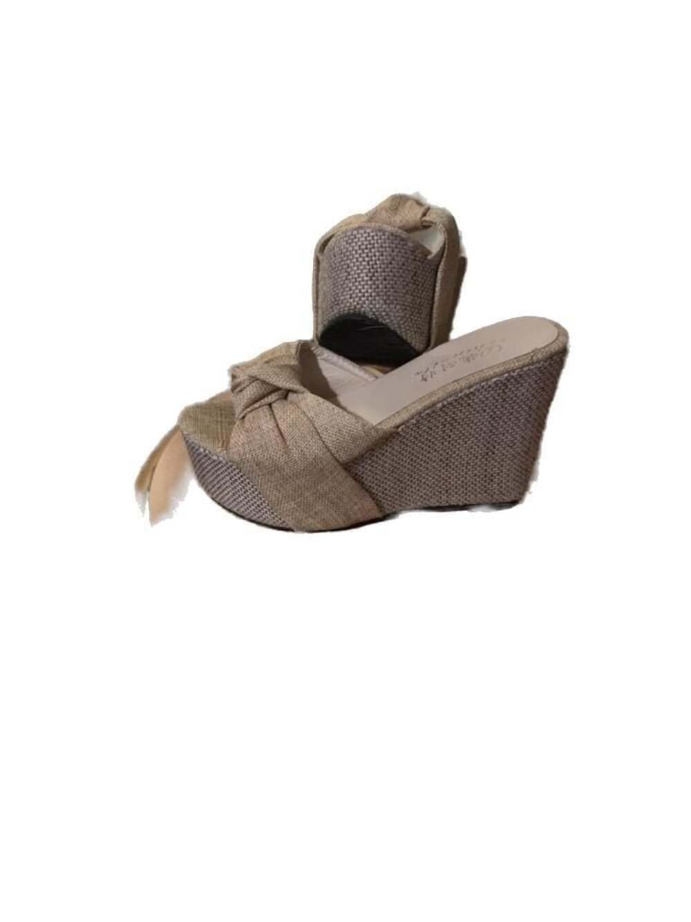 Pianite Beige Knot Front Espadrille Wedge Sandals